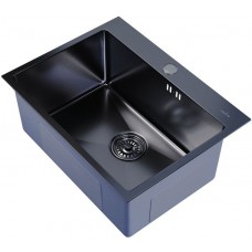 Мойка 53х43 (3,0) вып 3 1/2  MIXLINE PRO 22см с сиф черн. графит нано