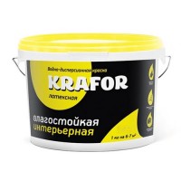Краска ВД KRAFOR латексн. интер. влагост., 3,0 кг (желт.)