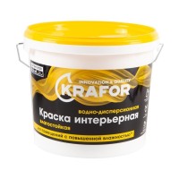 Краска ВД KRAFOR латексн. интер. влагост., 6,5 кг (желт.)