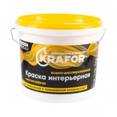 Краска ВД KRAFOR латексн. интер. влагост., 6,5 кг (желт.)