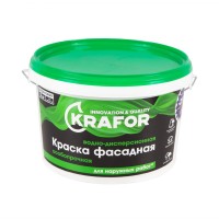 Краска ВД "KRAFOR" фасадная, особопрочн. 3,0 кг (зел.)
