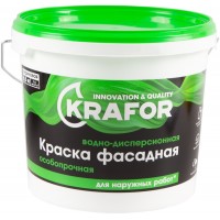 Краска ВД "KRAFOR" фасадная, особопрочн. 6,5 кг (зел.)