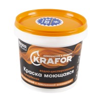 Краска ВД KRAFOR латексн. интер. моющ.супербелая, 1,5 кг (оранж.)