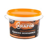 Краска ВД KRAFOR латексн. интер. моющ.супербелая, 3 кг (оранж.)