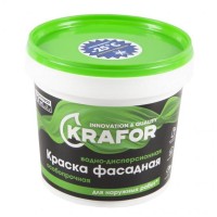 Краска ВД "KRAFOR" фасадная, особопрочн. 1,5 кг (зел.)