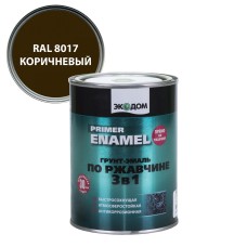 Грунт-эмаль по ржавчине 3 в 1 ЭкоДом коричневая, 1 кг