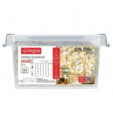 Гирлянда Vegas 24V "Занавес" 192 теплых LED ламп,1*4м, 6нитей, прозрач/провод