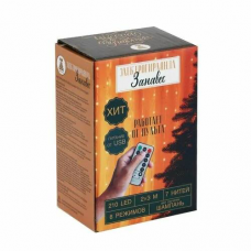 Гирлянда Занавес «Нить росы» 2х3 м, 210 ламп, шампань, 8 режимов